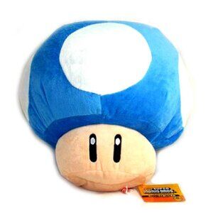 Blue Mushroom Plush 10 Inch Soft Video Game Character Toy